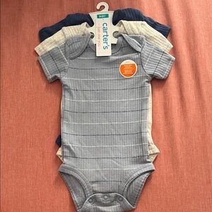 Carter's Gray and Navy Baby Bodysuit Trio